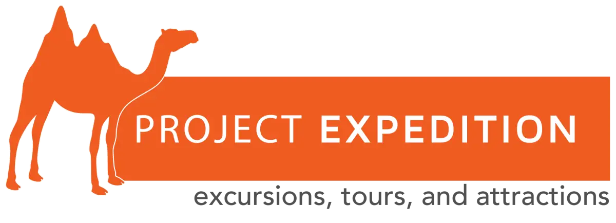 Project Expedition logo featuring a camel and the text "Project Expedition" emphasizing unique travel experiences and adventures.